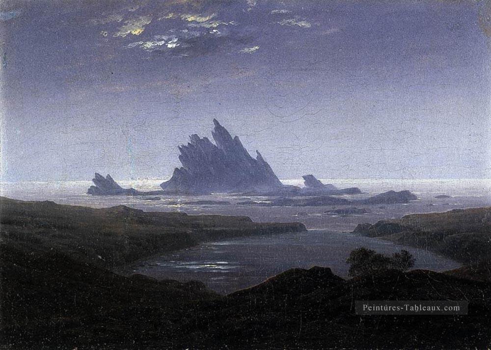 Rocky Reef sur la côte de la mer romantique Caspar David Friedrich Peintures à l'huile